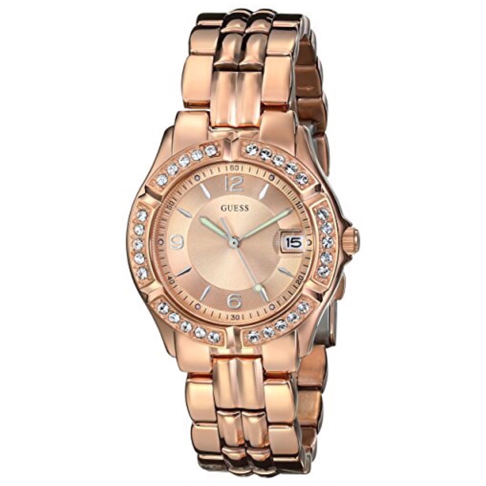 GUESS Women’s Rose Gold-tone Diamond Watch